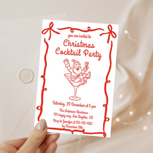 Retro Santa Weihnachts-Cocktailparty Einladung