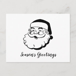 Retro Santa White Feiertagspostkarte