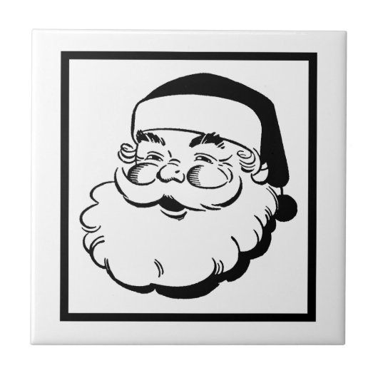 Retro Santa White Keramik Tile Fliese (Vorderseite)