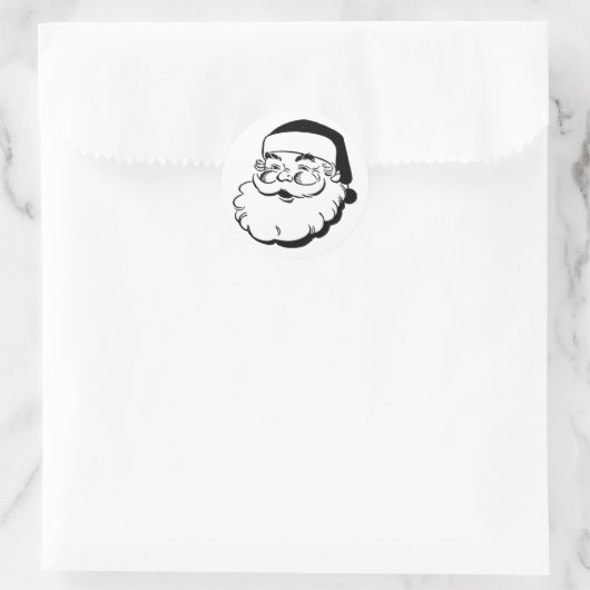 Retro Santa White Runder Aufkleber (Tasche)