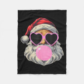 Retro Santa With Heart Gles Bubblegum Christmas Gi Fleecedecke (Vorderseite)