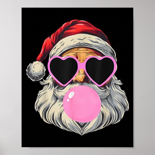 Retro Santa With Heart Gles Bubblegum Christmas Gi Poster (Vorne)