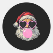 Retro Santa With Heart Gles Bubblegum Christmas Gi Runder Aufkleber (Vorderseite)