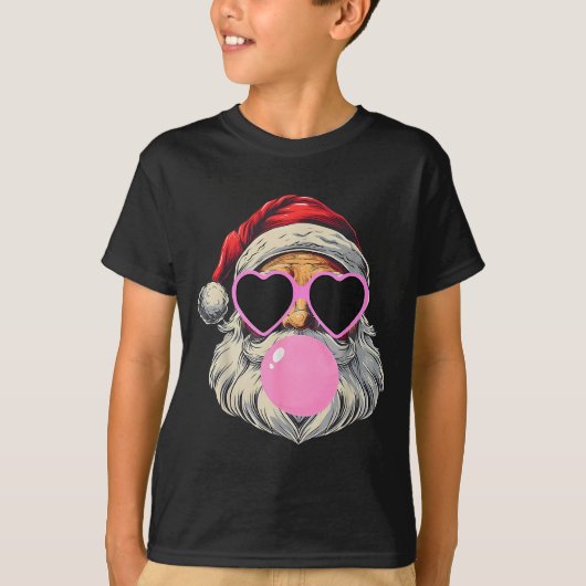 Retro Santa With Heart Gles Bubblegum Christmas Gi T-Shirt (Vorderseite)