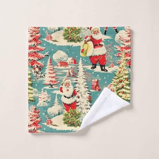 Retro Santa Wonderland 2 Badhandtuch Set (Waschlappen)