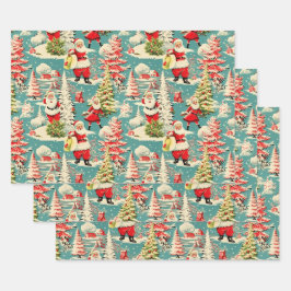 Retro Santa Wonderland 2 Geschenkpapier Set