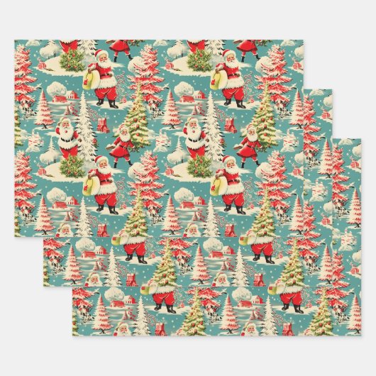 Retro Santa Wonderland 2 Geschenkpapier Set (Set)