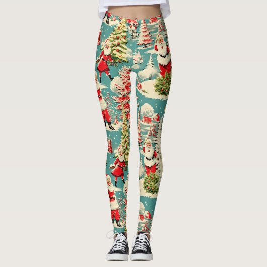 Retro Santa Wonderland 2 Leggings (Vorderseite)