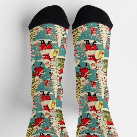 Retro Santa Wonderland 2 Socken (Oben)
