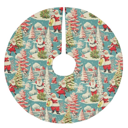 Retro Santa Wunderland 2 Polyester Weihnachtsbaumdecke (Vorderseite)