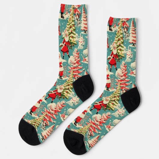 Retro Santa Wunderland 2 Socken (Linkes Detail)