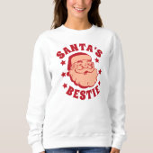 Retro Santa's Bestie Modern Women's Christmas Sweatshirt (Vorderseite)