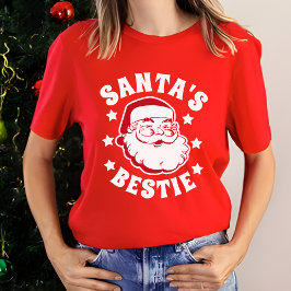 Retro Santa's Bestie Moderne rote Frauen Weihnacht T-Shirt