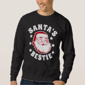 Retro Santa's Bestie Moderne schwarze Männer Weihn Sweatshirt (Vorderseite)