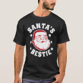 Retro Santa's Bestie Moderne schwarze Männer Weihn T-Shirt (Vorderseite)