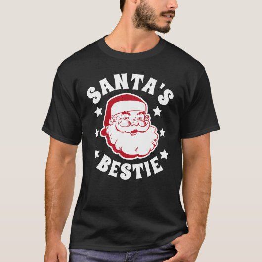 Retro Santa's Bestie Moderne schwarze Männer Weihn T-Shirt (Vorderseite)