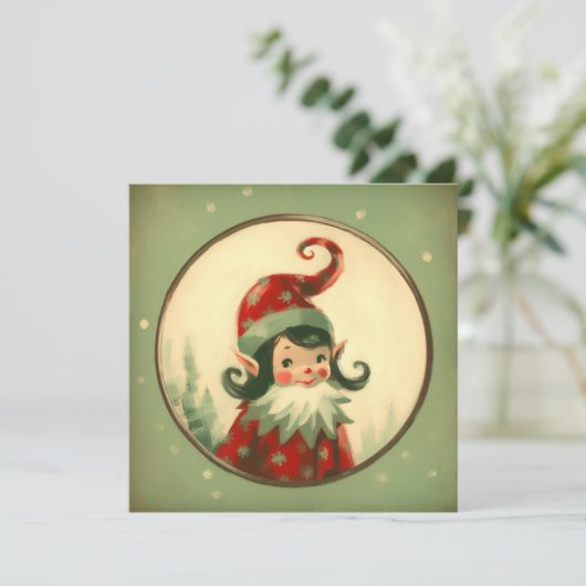 Retro Santa's Elf Weihnachten (Stehend Vorderseite)