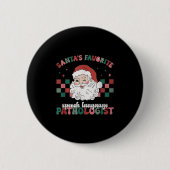 Retro Santa's Favorite Speech Language Christmas S Button (Vorderseite)