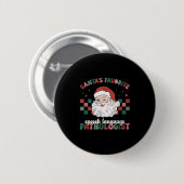Retro Santa's Favorite Speech Language Christmas S Button (Vorne & Hinten)