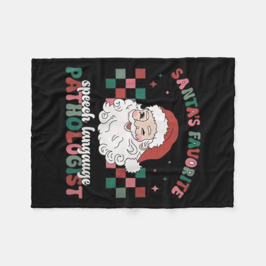 Retro Santa's Favorite Speech Language Christmas S Fleecedecke (Vorderseite (Horizontal))
