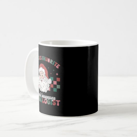 Retro Santa's Favorite Speech Language Christmas S Kaffeetasse (Vorderseite Links)