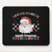 Retro Santa's Favorite Speech Language Christmas S Mousepad (Vorne)