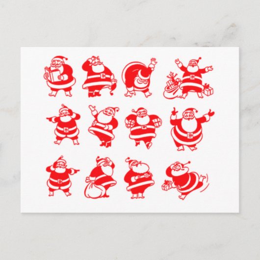 Retro Santas Feiertagspostkarte (Vorderseite)