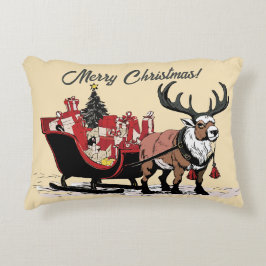 Retro Santa's leigh Accent Kissen