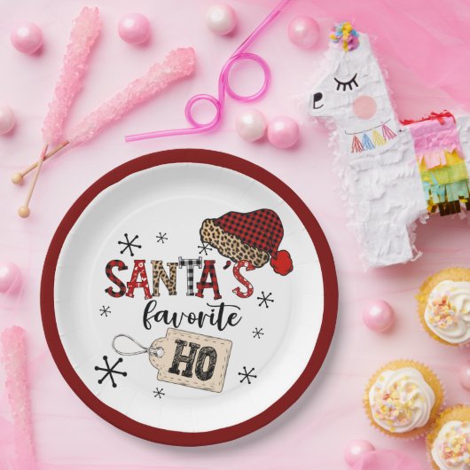 Retro Santa's Lieblings-Ho! Christmas Pappteller (Party)