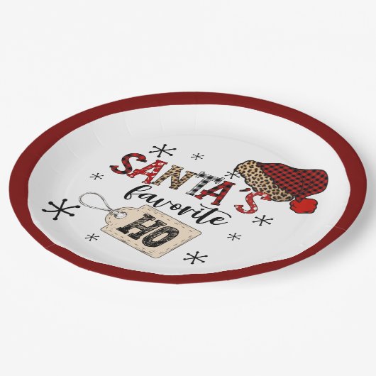Retro Santa's Lieblings-Ho! Christmas Pappteller (Schrägansicht)