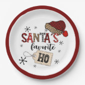 Retro Santa's Lieblings-Ho! Christmas Pappteller (Vorderseite)