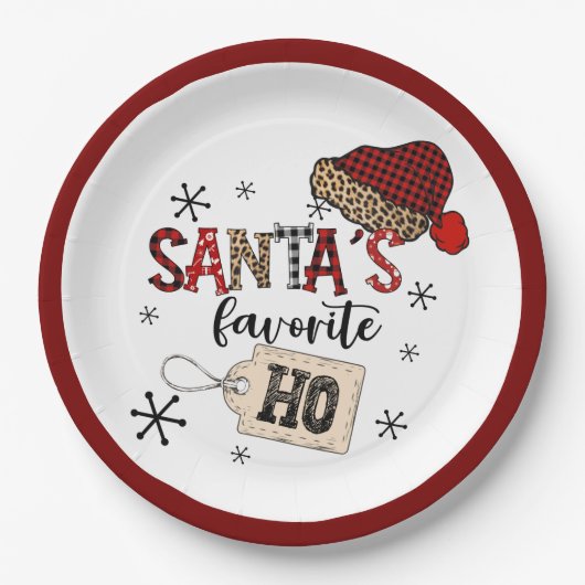 Retro Santa's Lieblings-Ho! Christmas Pappteller (Vorderseite)