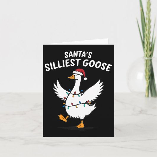 Retro Santa's Silmost Goose Weihnachtsgoose Albern Karte (Vorderseite)