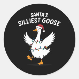 Retro Santa's Silmost Goose Weihnachtsgoose Albern Runder Aufkleber