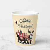 Retro Santa's Sleigh Pappbecher (Rückseite)