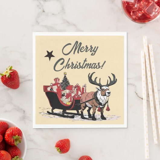 Retro Santa's Sleigh Serviette (Beispiel)