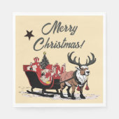 Retro Santa's Sleigh Serviette (Vorderseite)