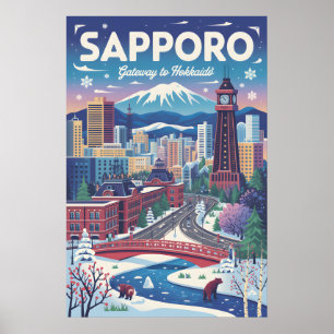 Retro Sapporo Japan Reiseplakat Vintage Kunst Poster