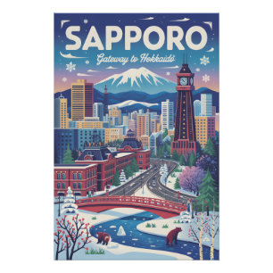 Retro Sapporo Japan Reiseplakat Vintage Kunst Poster