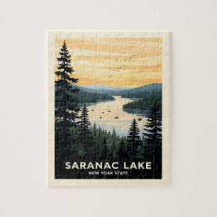 Retro Saranac Lake   New York Reise Puzzle