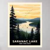 Retro Saranac Lake | New York Travel Poster (Vorne)