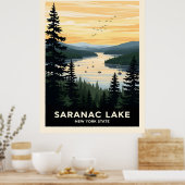 Retro Saranac Lake | New York Travel Poster (Küche)