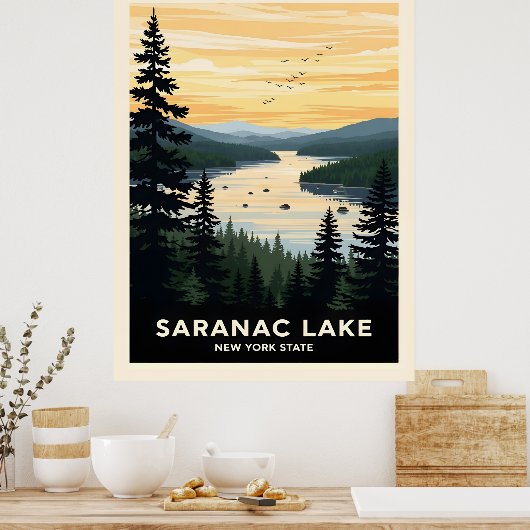 Retro Saranac Lake | New York Travel Poster (Küche)
