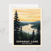 Retro Saranac Lake | New York Travel Postkarte (Vorne/Hinten)