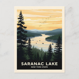 Retro Saranac Lake | New York Travel Postkarte