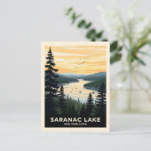 Retro Saranac Lake | New York Travel Postkarte (Stehend Vorderseite)