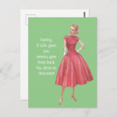 Retro Sarcastic Woman - Wenn das Leben dir Lemonen Postkarte (Vorne/Hinten)