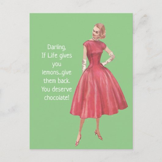 Retro Sarcastic Woman - Wenn das Leben dir Lemonen Postkarte (Vorderseite)