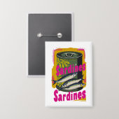 Retro Sardine Can Illustration mit feinen Farben Button (Vorderseite/Rückseite)