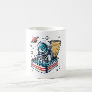 Retro-Sardinen-Astronaut lustige Tasse